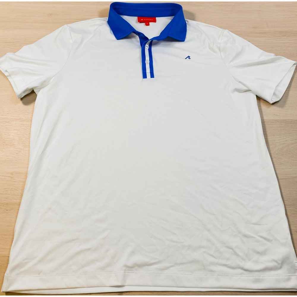 Redvanly Monroe Bright White Blue Collar Performance Polo Shirt Men's  Large